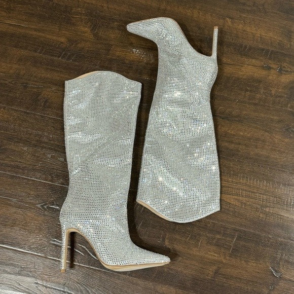 Steve Madden Violetta Glass Rhinestone Tall Pull-On Boots Size 7.5 Women - Picture 3 of 10